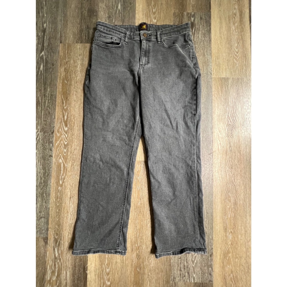 Lee Straight Leg Jeans Womens 16 Medium Gray Faded Denim 112324812
